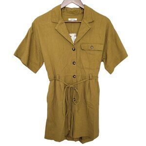 Madewell Belted Safari Romper Womens Size XS Distant Olive NWT